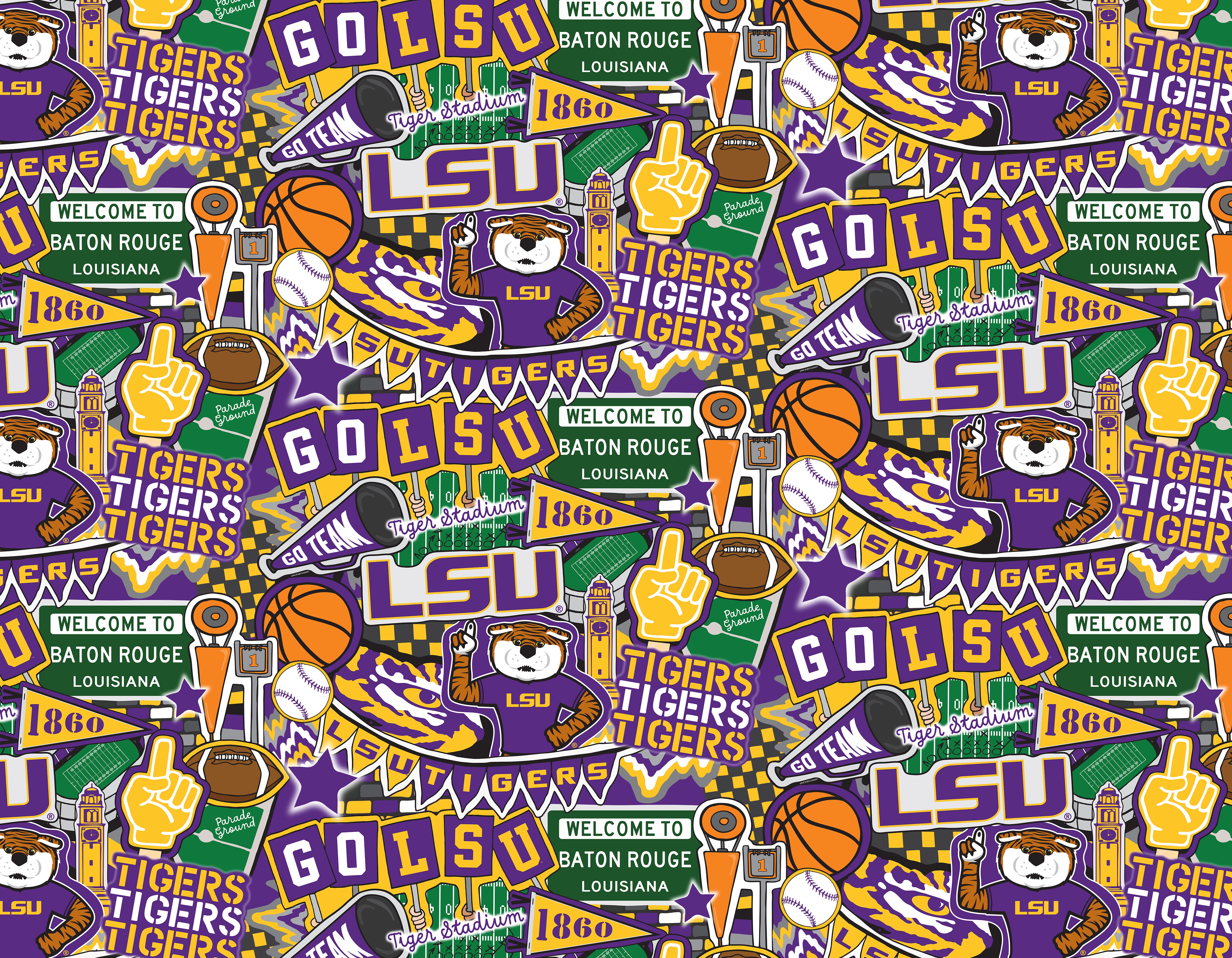 LOUISIANA STATE UNIVERSITY-Doodle Designed by Sammy-100% Cotton-LSU200