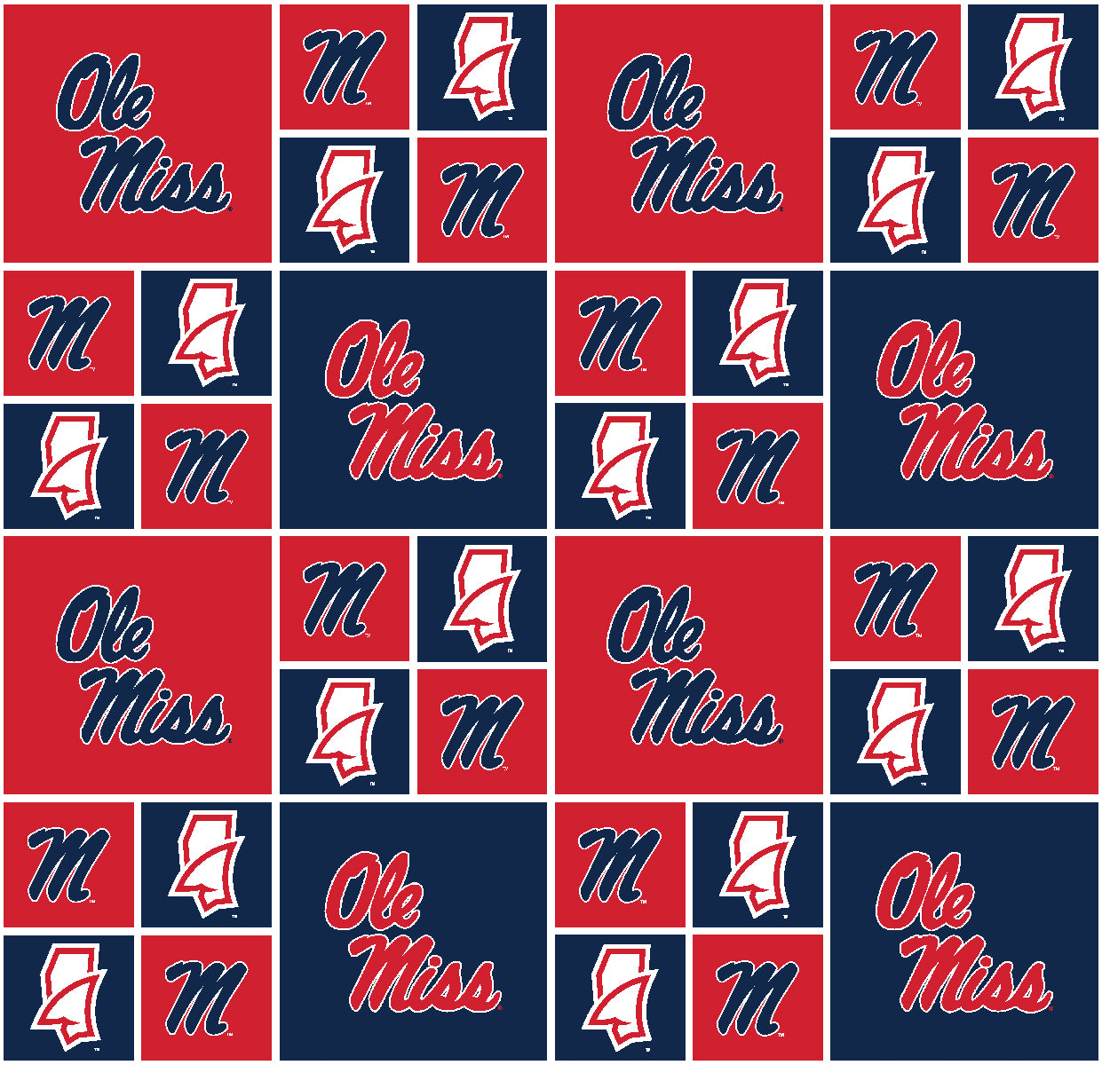 UNIVERSITY OF MISSISSIPPI-Block Cotton-100% Cotton - MS020