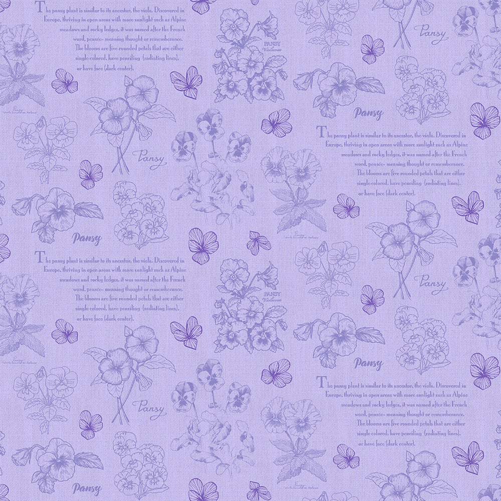 10377-PANSIES TOILE LILAC Cotton