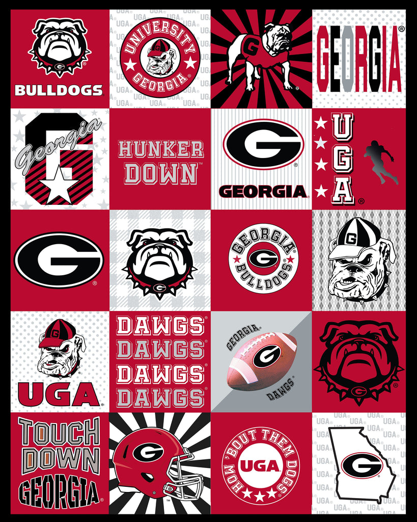 Georgia Collegiate T-Shirt minky Panel-60"X 60"