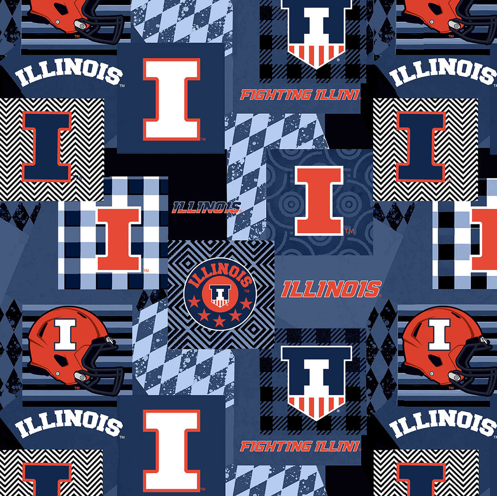 Illinois Collegiate minky Geometric pattern