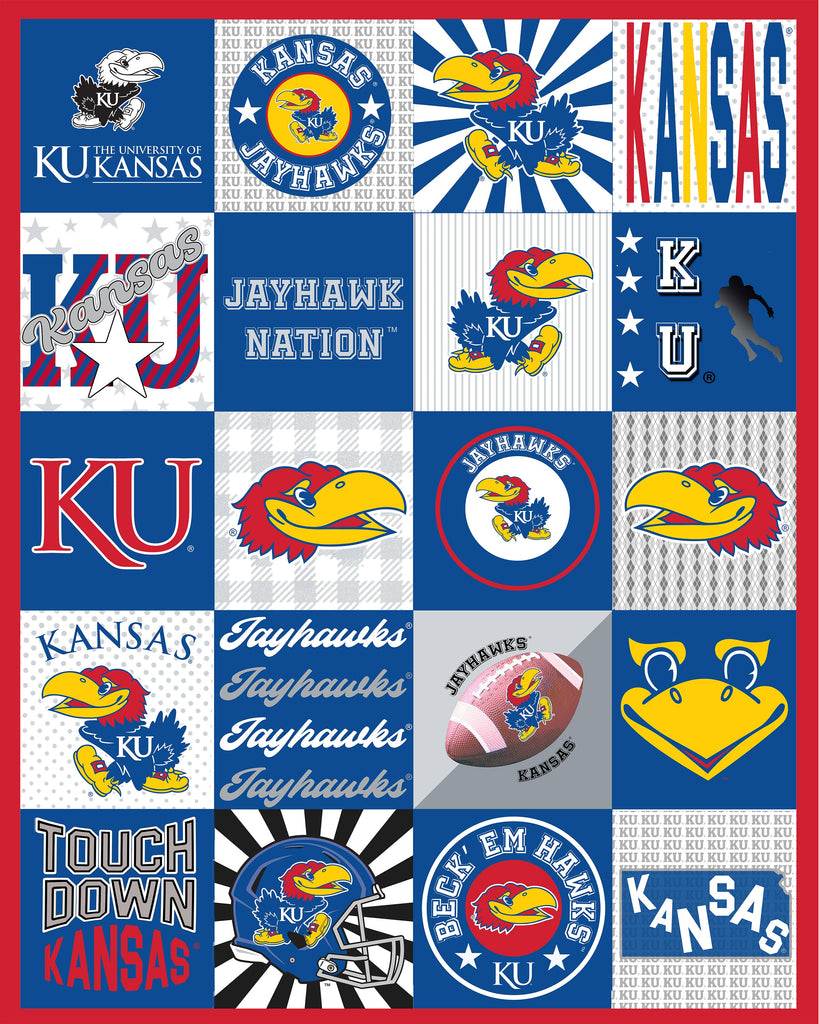 Kansas Collegiate T-Shirt minky Panel-60"X 60"