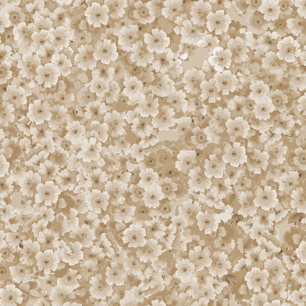 Packed Floral- 0236 Beige Cotton